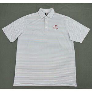 Footjoy Shirt Men's L White Blue‎ Red Stripes Polo Wild Turkey Golf Course NJ